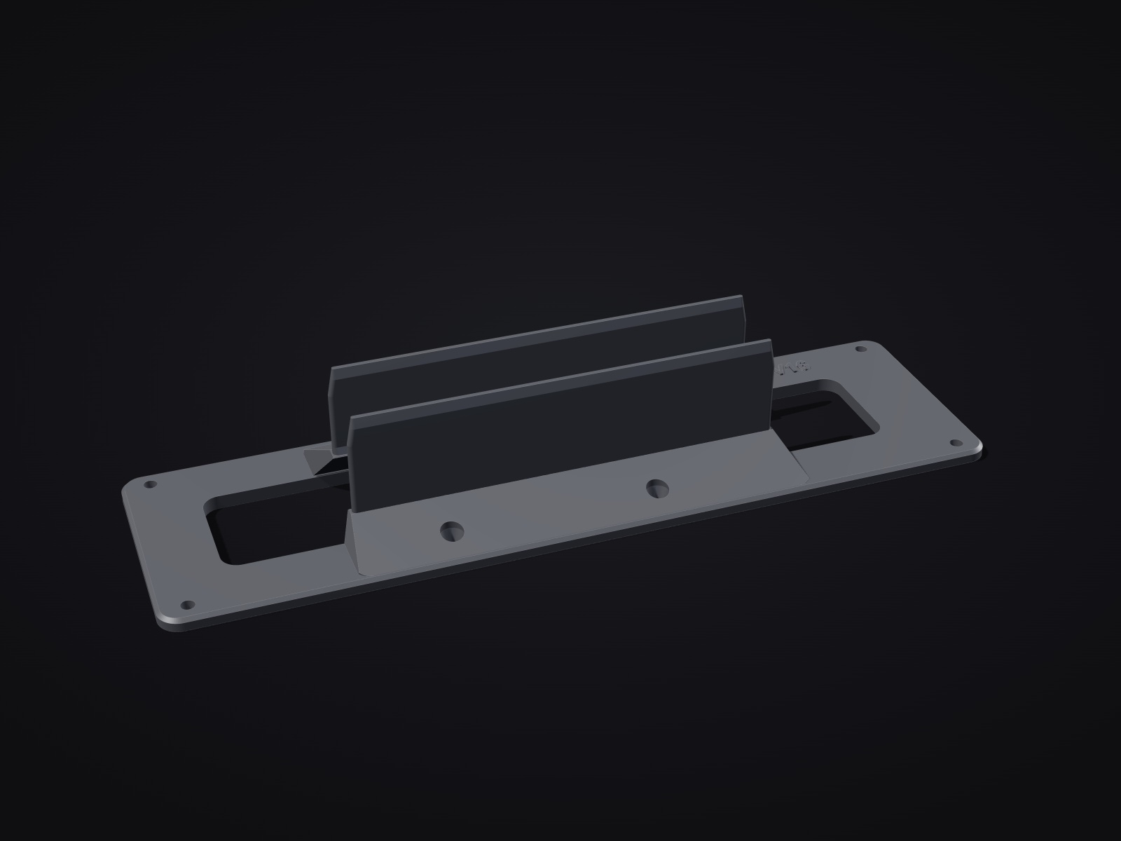 Render of the S6/S7/RS7 C7 screen bracket, showing its two blades